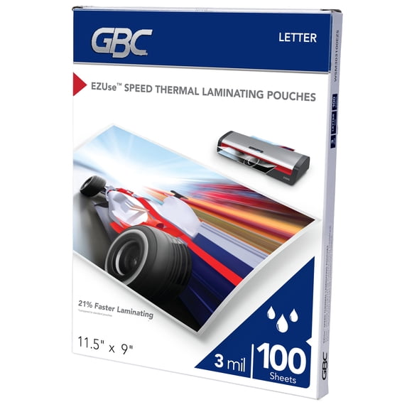 GBC EZUse Speed Thermal Laminating Pouches Letter Size 3 mil 100 Pack -