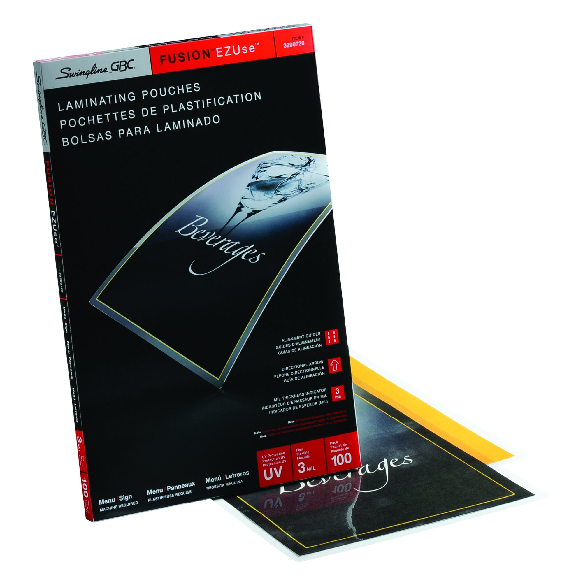 GBC 3200720CF 3 mil 11-1/2 in. x 17-1/2 in. Ezuse Thermal Laminating Pouches (100/Box)