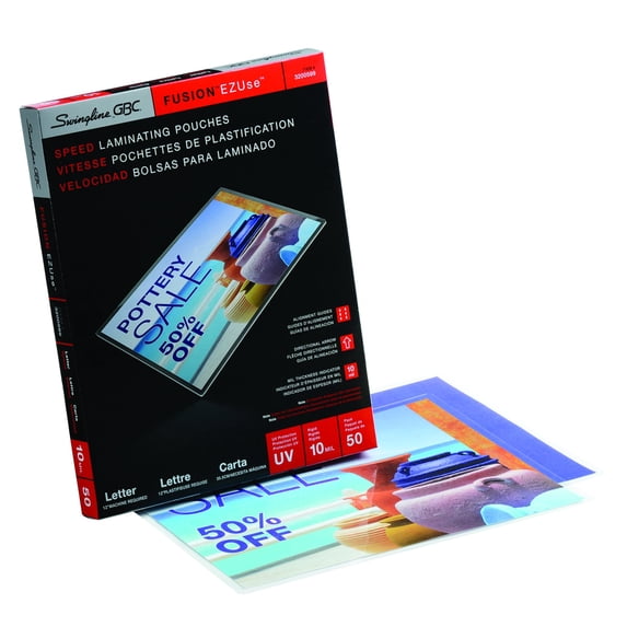 Gbc EZUse Thermal Laminating Speed Pouches Letter Size 10 Mil 50 pcs - Thermal