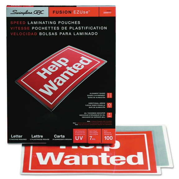 GBC, GBC3200717, Fusion EZUse Laminating Pouches, 100 / Box, Clear