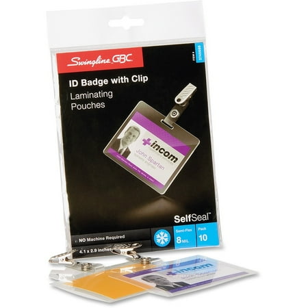 GBC, GBC3745686, Self-Sealing ID Badge Laminating Pouches, 10 / Pack, Clear