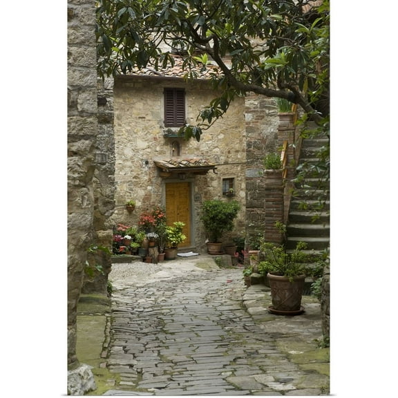 GBC | "Italy, Tuscany. Quaint village lane in Montefiorale" Art Print - 32x48
