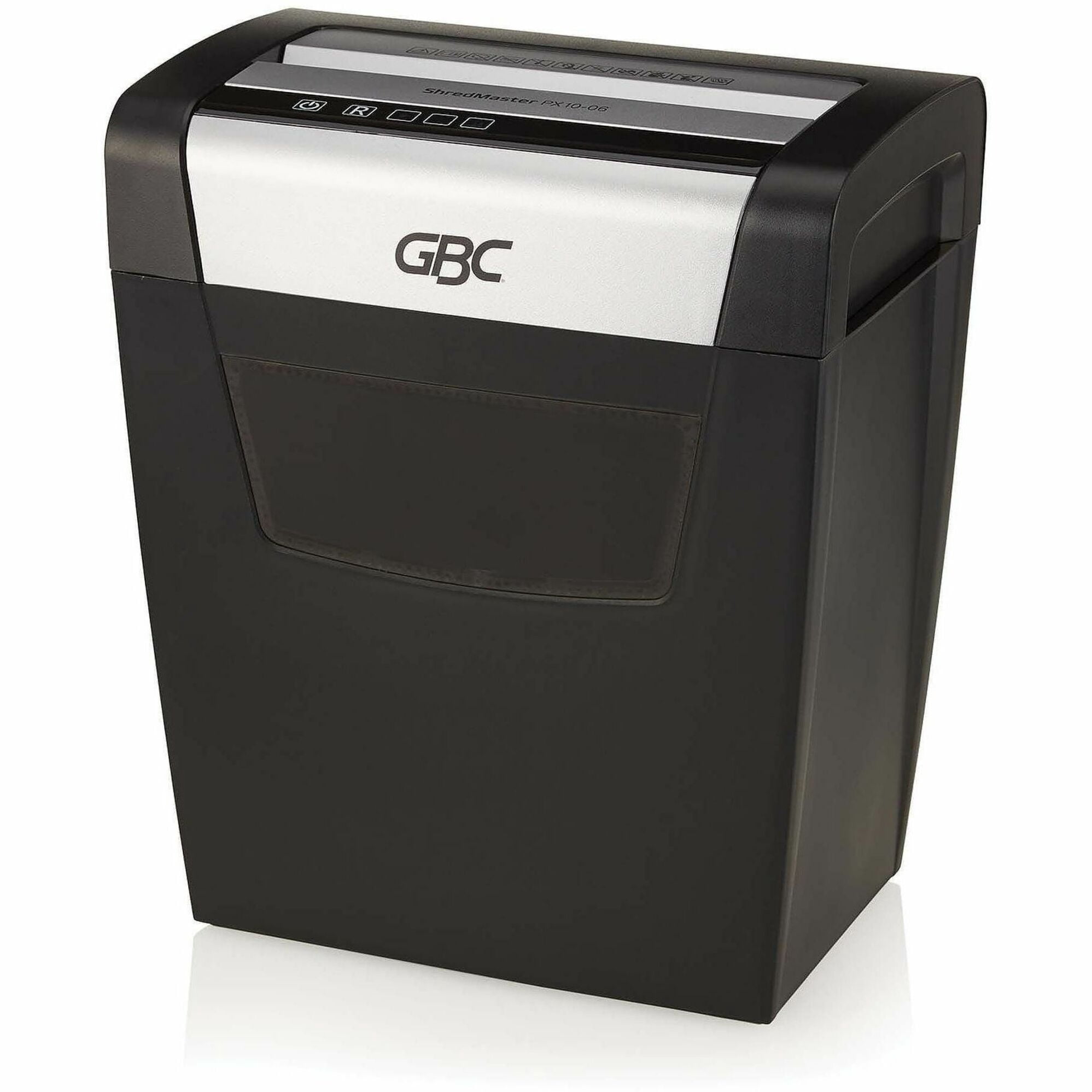 GBC, GBC1757405, ShredMaster PX10-06 Super Cross-Cut Paper Shredder, 1 Each, Black,Chrome