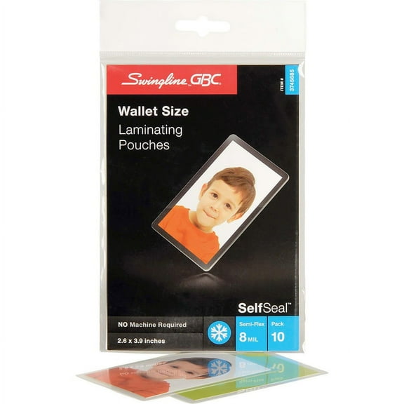 GBC Self Sealing Laminating Pouches - Sheet Size Supported: Wallet-size - Laminating Pouch/Sheet Size: 2.38" Width x 3.88" Length x 8 mil Thickness - | Bundle of 2 Packs