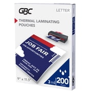 GBC Thermal Laminating Pouches Letter Size 3 mil 200 Pack - Laminating Pouches