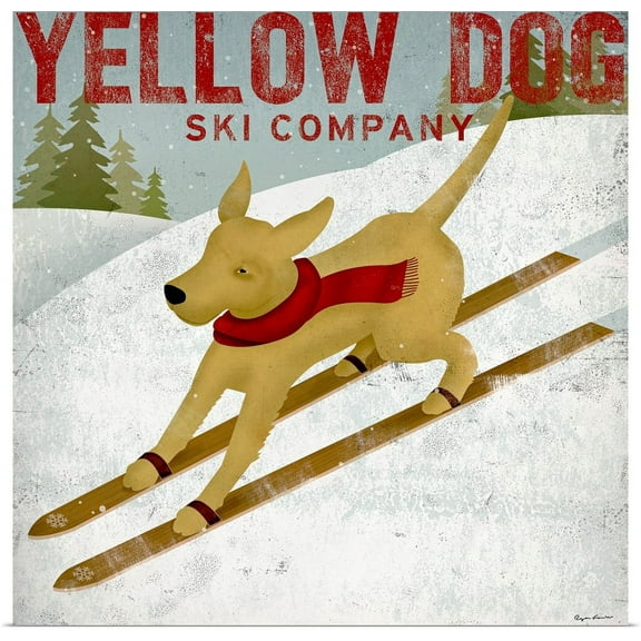 GBC | "Yellow Dog Ski " Art Print - 16x16