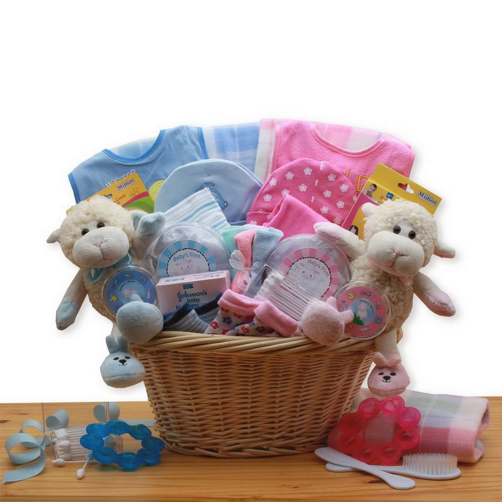 Double Delight Twins New Babies Gift Basket - Pink
