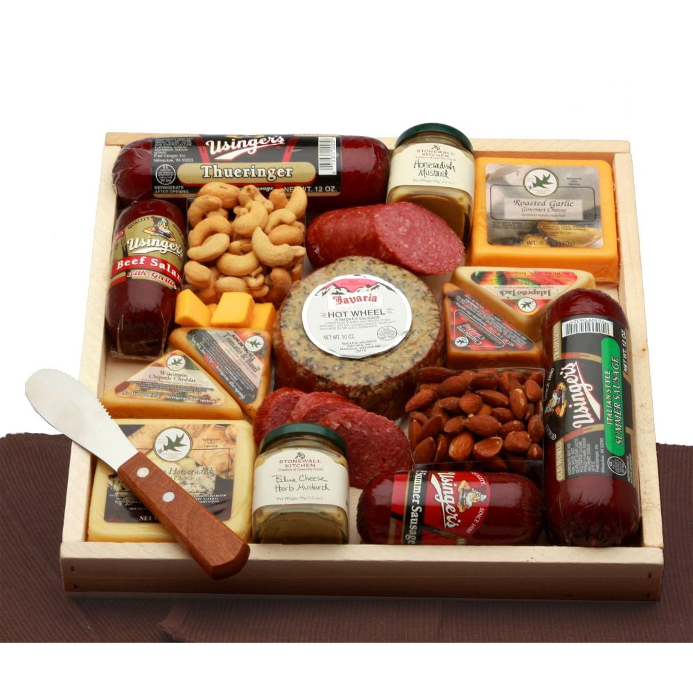 GBDS Deluxe Meat & Cheese Lovers Sampler Tray - Meat and Cheese Gift Baskets