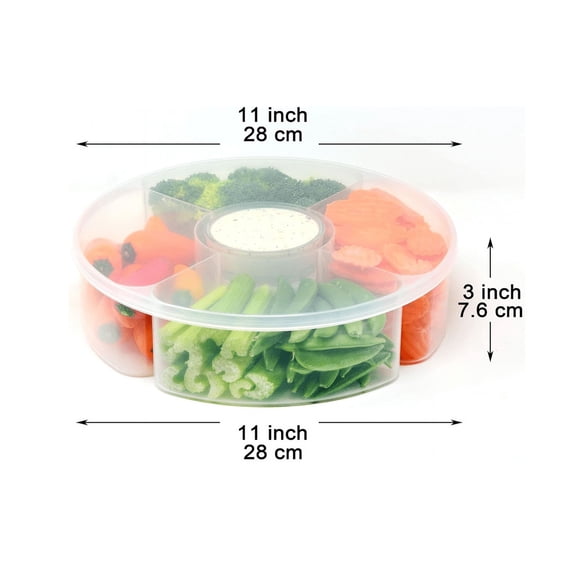 GBFU Plastic Food Platter, 5 Compartment Food Serving Container, Candy and Nut Serving Container, Appetizer Serving Tray with Lid