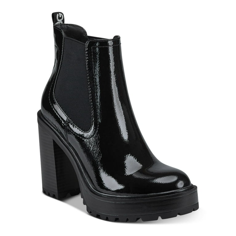 GBG GUESS Womens Black Chelsea Boot Back Pull Tab Lug Sole