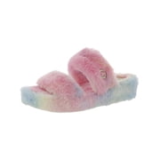 GBG Los Angeles Womens Faux Fur Tie-Dye Slide Sandals