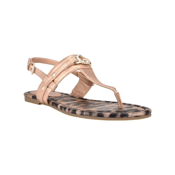GBG Los Angeles Womens Leedia Patent Leather Embellished T-Strap Sandals