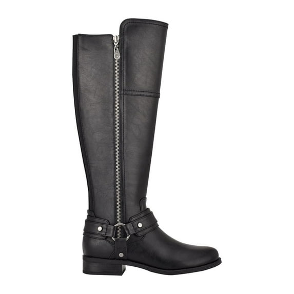 GBG Womens Black High-Low Ankle Strap Round Toe Stacked Heel Zip-Up Boots Shoes 5