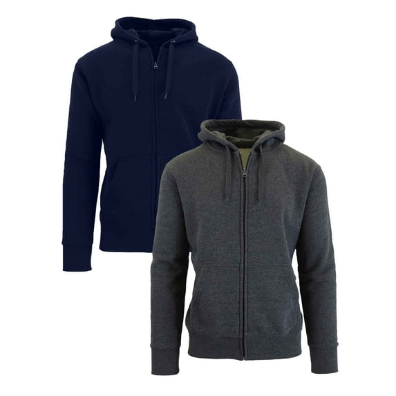 GBH 2-Pack Men's Fleece-Lined Regular Fit Pullover Zip Hoodie Sweatshirt (M-2XL)