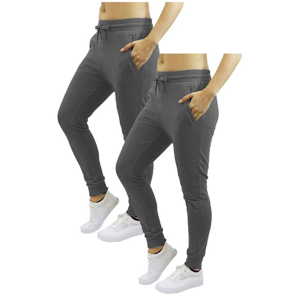 GBH 2-Pack Women's Fleece & French Terry Jogger Pants- Slim Fit