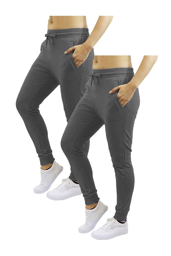 2-Pack Women's Fleece & French Terry Jogger Pants- Slim Fit