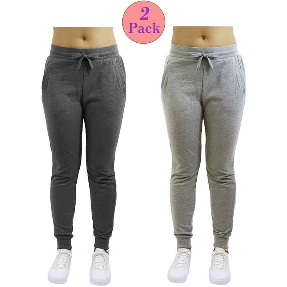 GBH 2-Pack Women's Fleece & French Terry Jogger Pants- Slim Fit