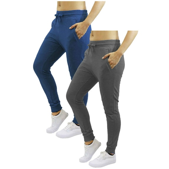 GBH 2 Pack Women's Fleece & French Terry Jogger Pants- Slim Fit