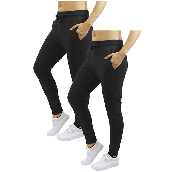 GBH 2-Pack Women's Fleece & French Terry Jogger Pants- Slim Fit