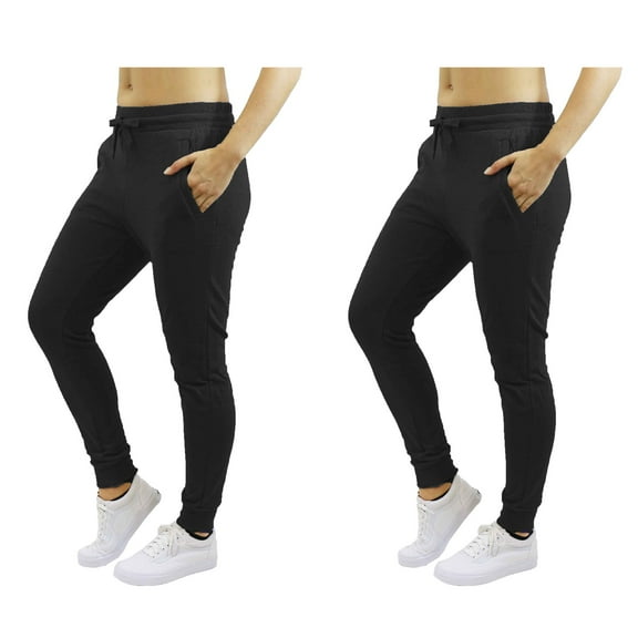 GBH 2-Pack Women's Fleece & French Terry Jogger Pants- Slim Fit