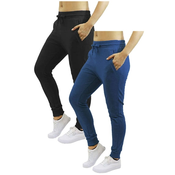 GBH 2 Pack Women's Fleece & French Terry Jogger Pants- Slim Fit
