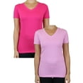 thumbnail image 1 of GBH Womens V-Neck Cotton Stretch Short Sleeve Tees (2-Pack), 1 of 2