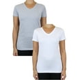 thumbnail image 1 of GBH Juniors V-Neck Cotton Stretch Short Sleeve Tees (2-Pack), 1 of 2