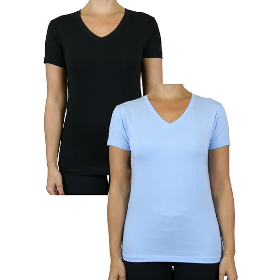 GBH Juniors V-Neck Cotton Stretch Short Sleeve Tees (2-Pack)