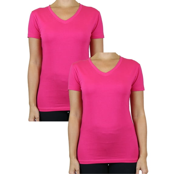 GBH Womens V-Neck Cotton Stretch Short Sleeve Tees (2-Pack)