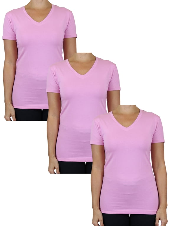 Juniors V-Neck Cotton Stretch Short Sleeve Tees (3-Pack)