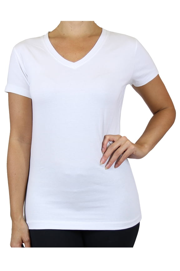 Juniors V-Neck Cotton Stretch Short Sleeve Tees