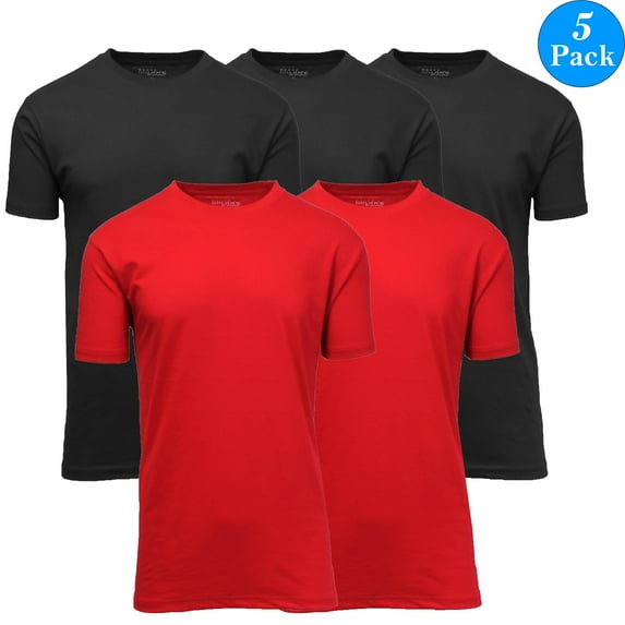 GBH Men's & Big Men's Short Sleeve Crew Neck Brushed Cotton T-Shirts, 5-Pack, Sizes M-6XL