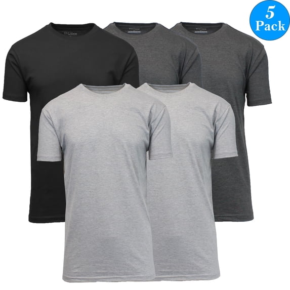 GBH Men's & Big Men's Short Sleeve Crew Neck Brushed Cotton T-Shirts, 5-Pack, Sizes M-6XL