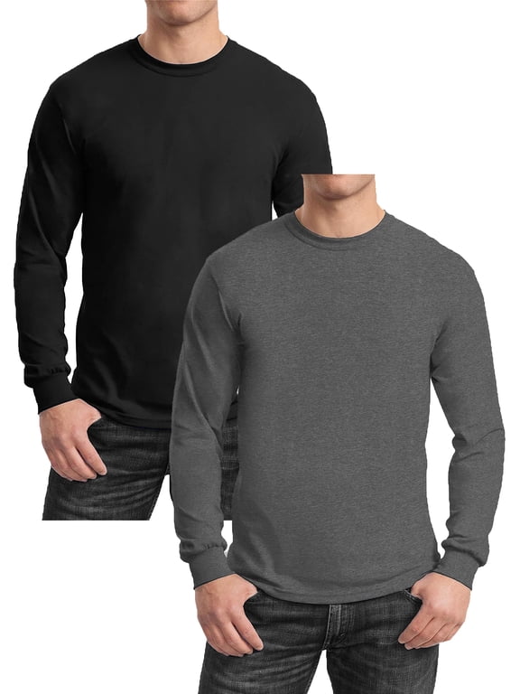 Men's Egyptian Cotton Blend Long Sleeve Tee 2-Pack (S-2XL)
