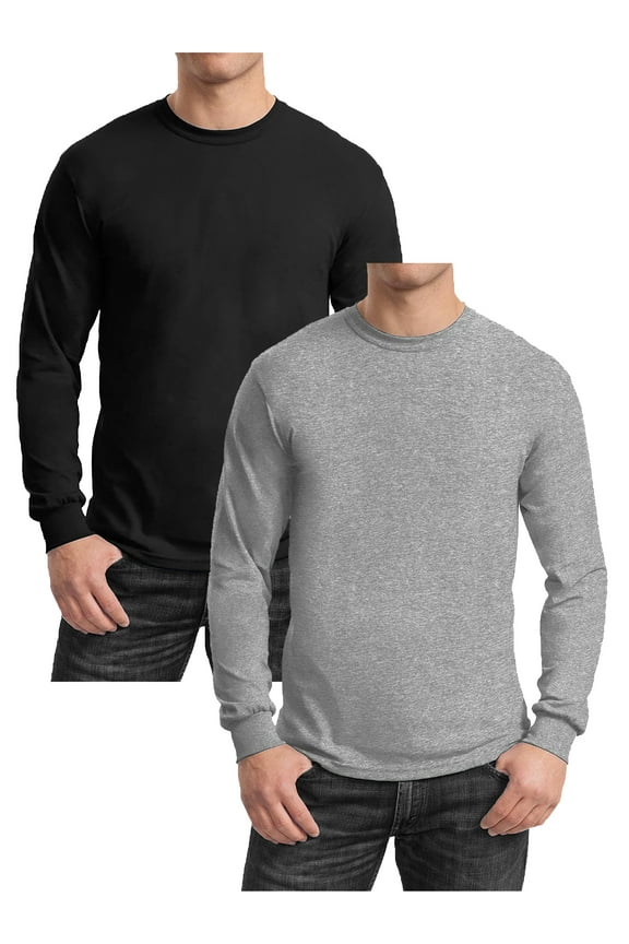Men's Egyptian Cotton Blend Long Sleeve Tee 2-Pack (S-2XL)