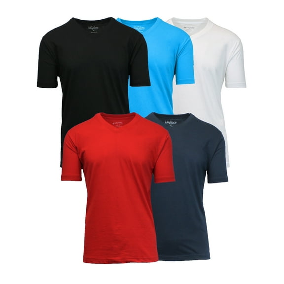 GBH Men's Premium Cotton Blend Short Sleeve V-Neck Tees (5-Pack)