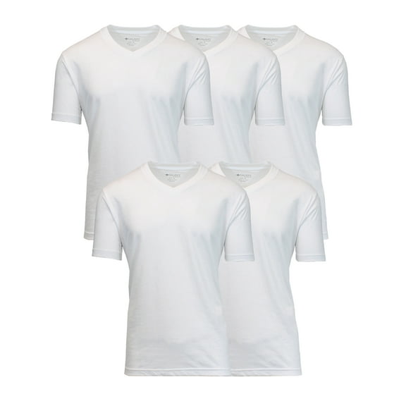 GBH Men's Premium Cotton Blend Short Sleeve V-Neck Tees (5-Pack)