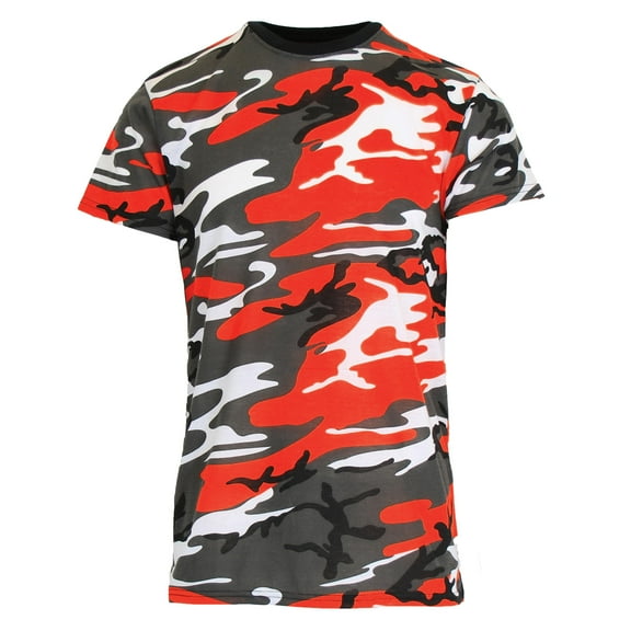 Men's Camo Print Short Sleeve T-Shirt, Crew Neck, Tagless, Cotton Blend, Fitted Style (S-2XL)