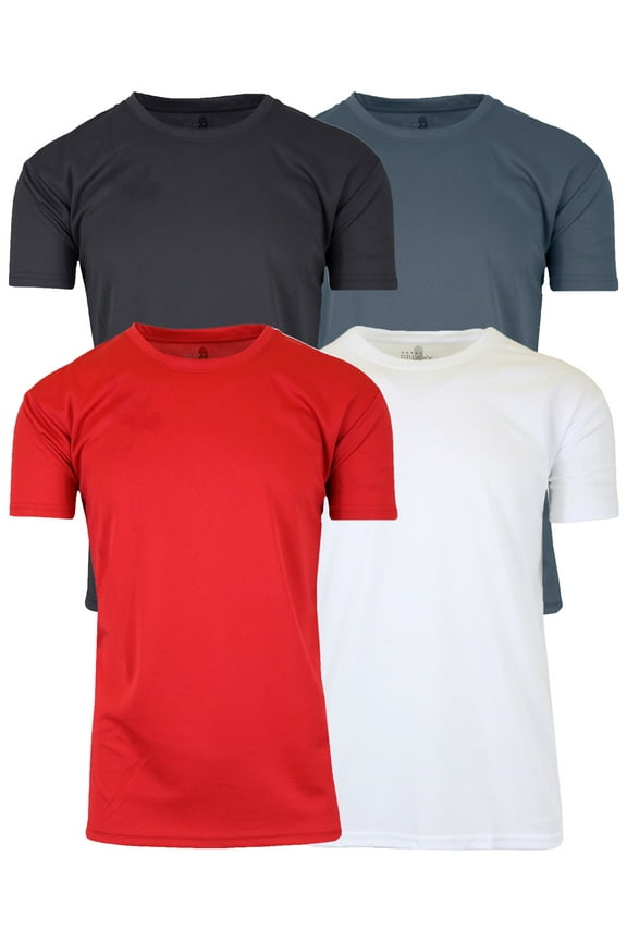 Men's Short Sleeve Moisture Wicking Active Performance Crew Neck Tee (4-Pack)