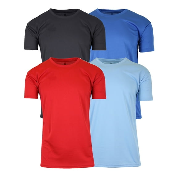GBH Men's Short Sleeve Moisture Wicking Active Performance Crew Neck Tee (4-Pack)