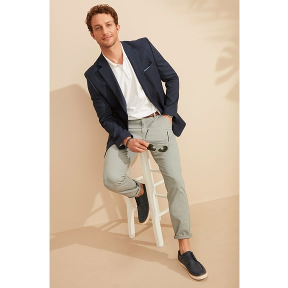 GBH Mens 5-Pocket Flat Front Cotton Stretch Casual Chino Pants