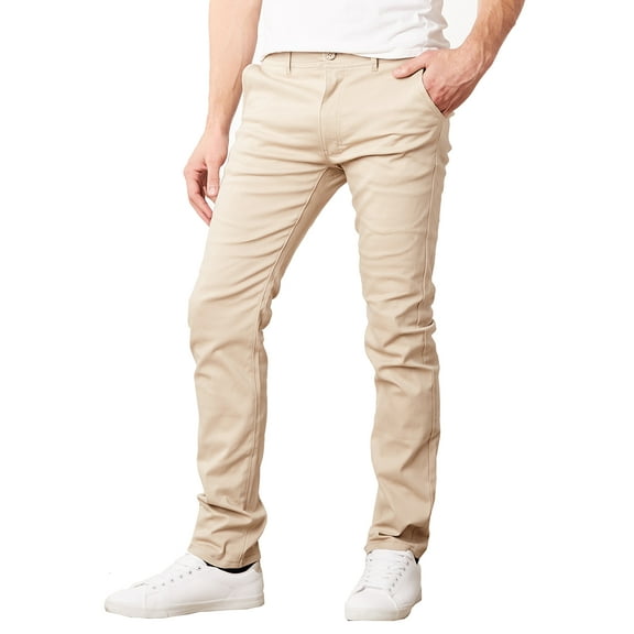 GBH Mens 5-Pocket Flat Front Cotton Stretch Casual Chino Pants