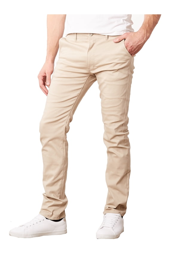 Mens 5-Pocket Flat Front Cotton Stretch Casual Chino Pants