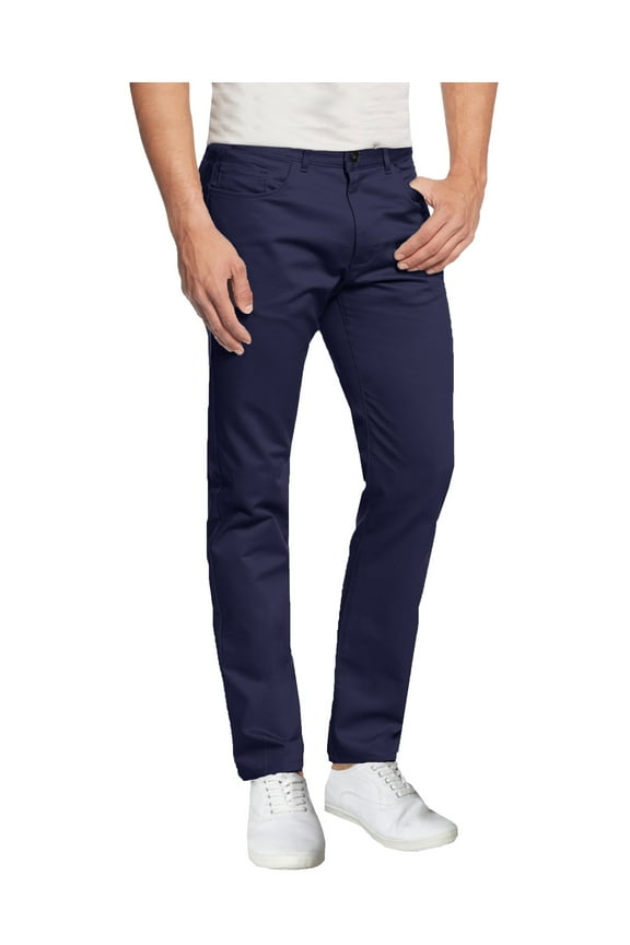 Mens 5-Pocket Flat Front Cotton Stretch Casual Chino Pants