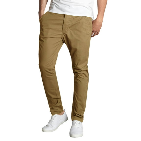 GBH Mens 5-Pocket Flat Front Cotton Stretch Casual Chino Pants