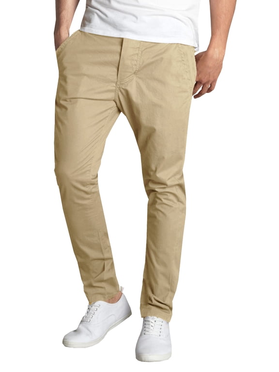 Mens 5-Pocket Flat Front Cotton Stretch Casual Chino Pants
