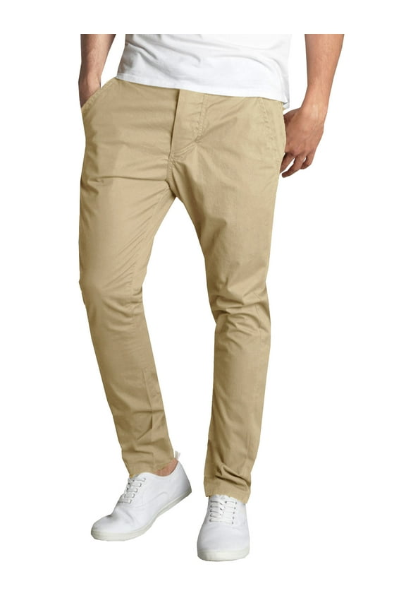 Mens 5-Pocket Flat Front Cotton Stretch Casual Chino Pants