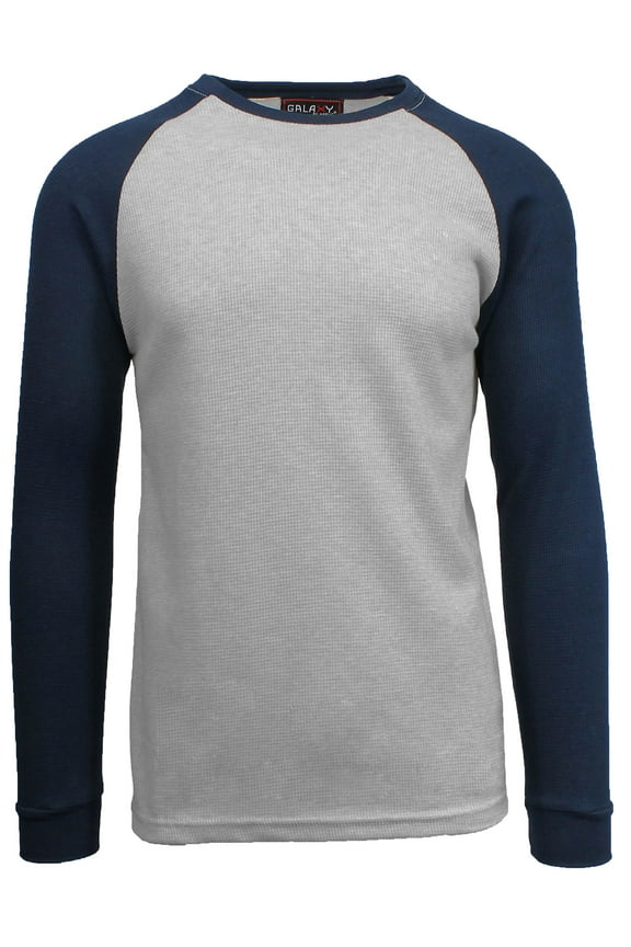 Mens Long Sleeve Raglan Waffle Knit Tee (S-5XL)
