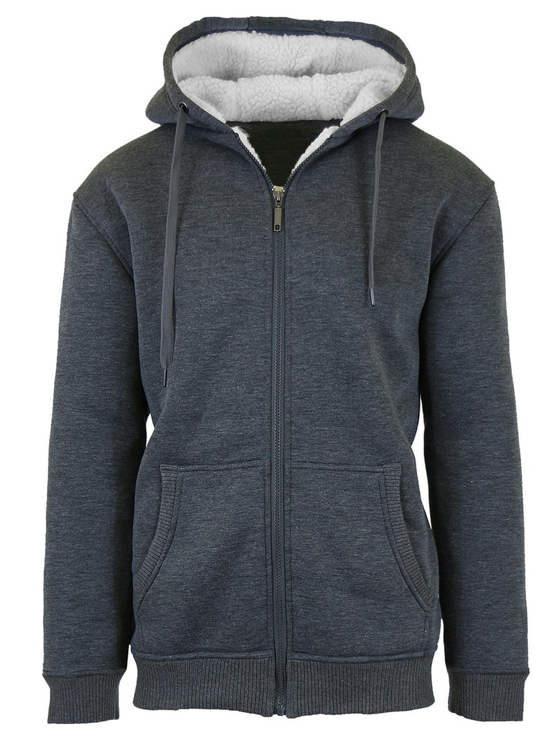 GBH Men's Full Zipper Sweatshirt Hooded Hoodie, Sherpa Fleece