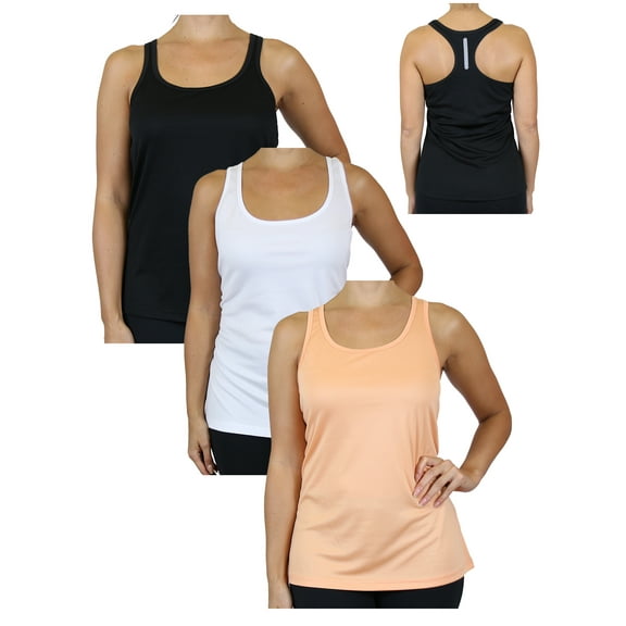GBH Moisture Wicking Womens Racerback Tanks (3-Pack) (S-3XL)